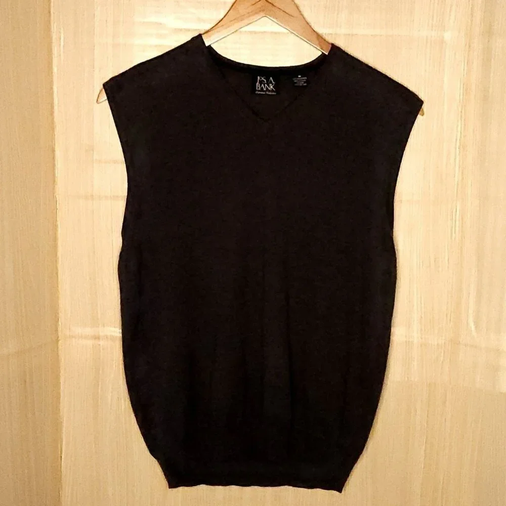 Jos A Bank Grey Merino Wool Lightweight Sweater Vest Medium